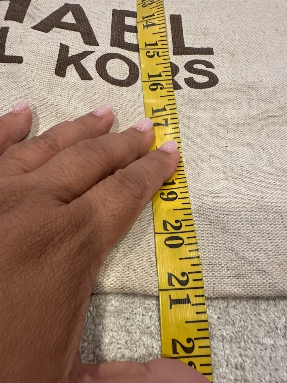 Michael Kors Beige Canvas Dust Bag with Brown Logot 21x22
